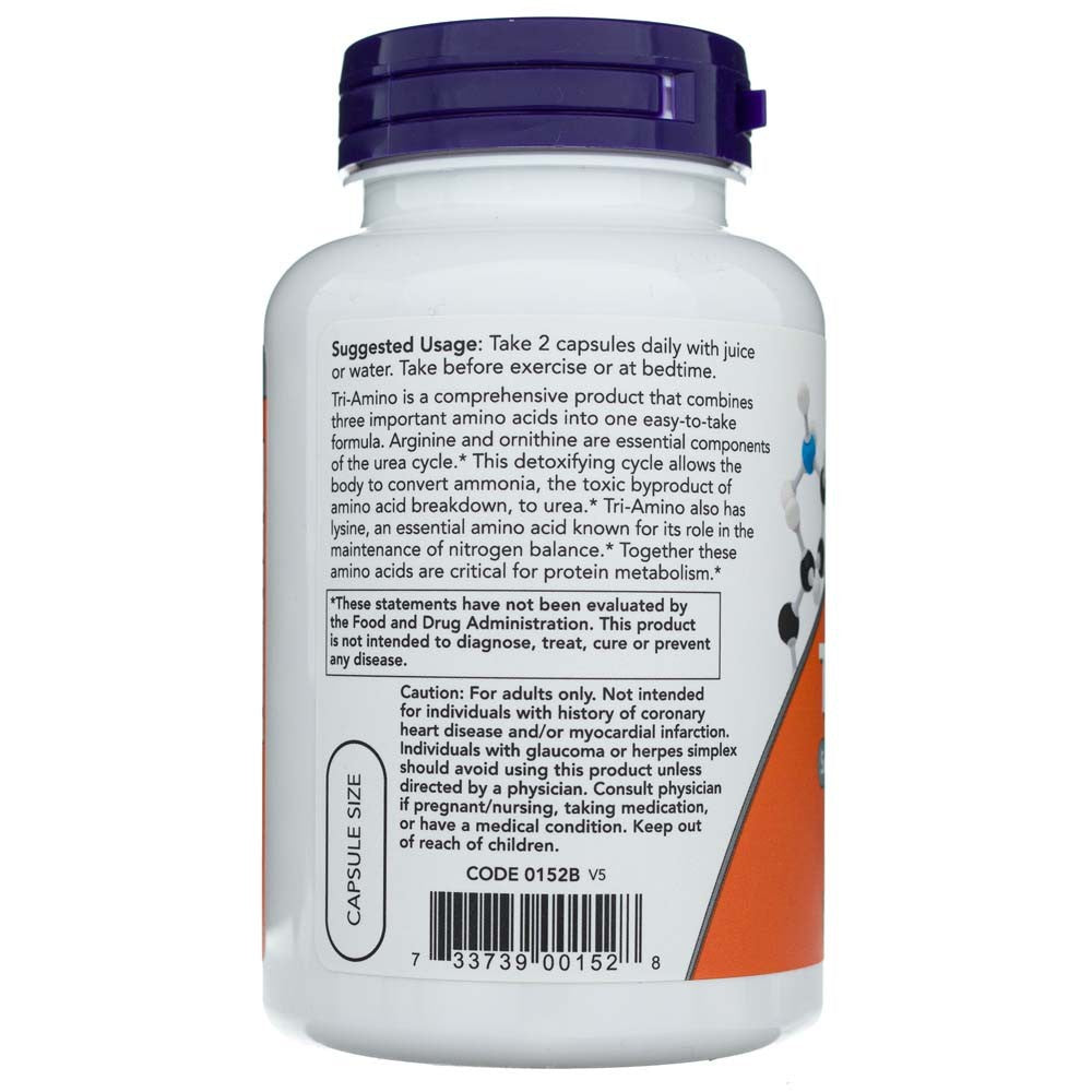 NOW FOODS Tri-Amino (L-arginiin, L-ornitiin, L-lüsiin) – 120 kapslit