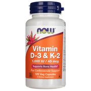 NOW FOODS D-3 ja K-2 vitamiinid – 120 kapslit