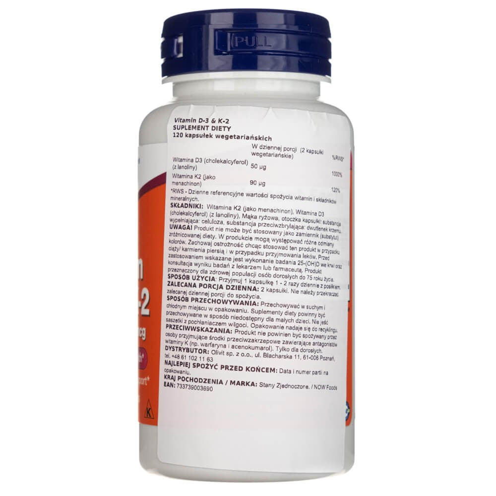 NOW FOODS D-3 ja K-2 vitamiinid – 120 kapslit