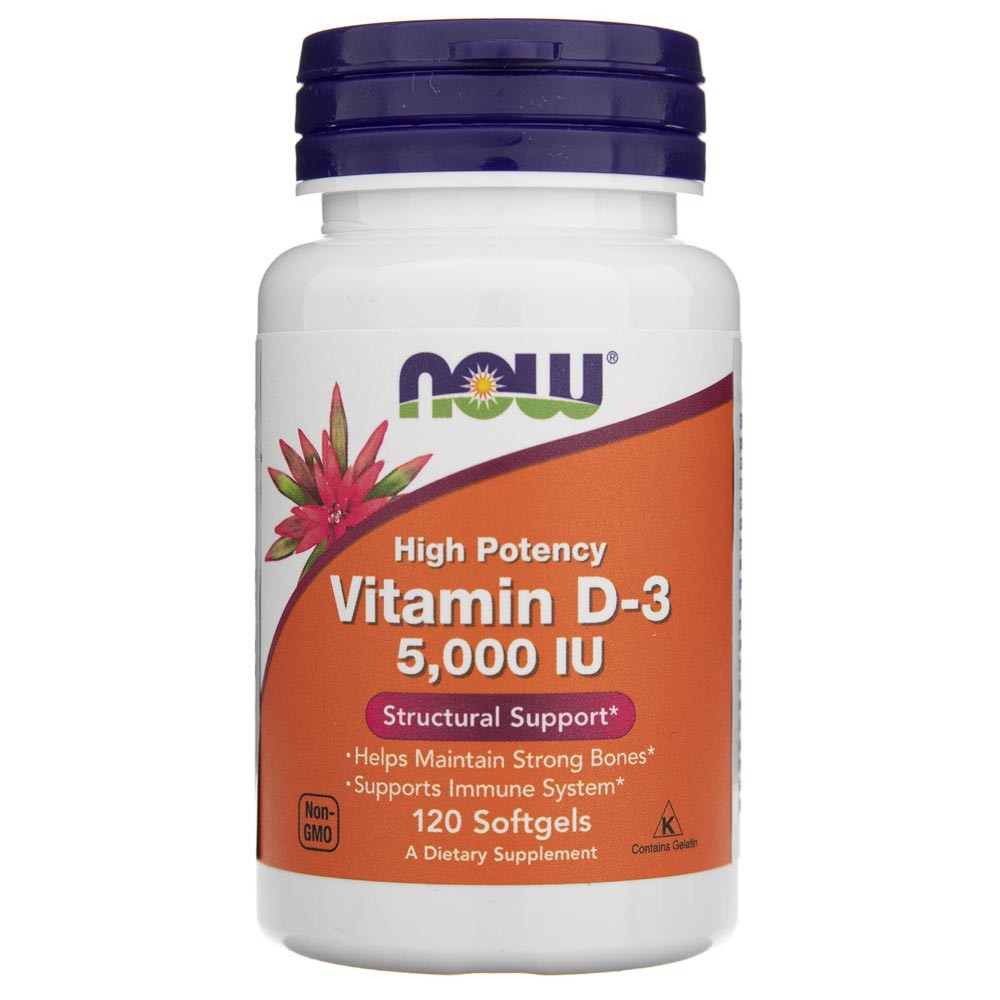 NOW FOODS D3-vitamiin 5000 IU – 120 kapslit