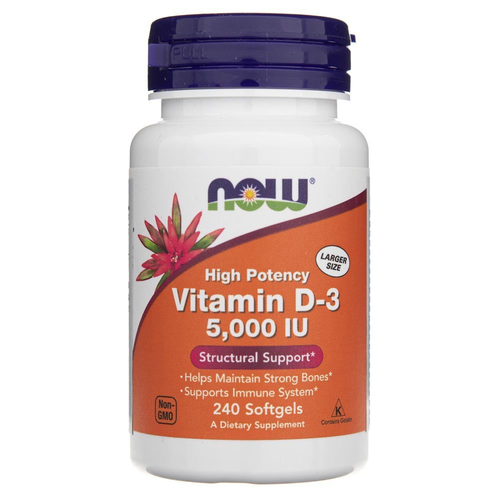 NOW FOODS D3-vitamiin 5000 IU – 240 kapslit