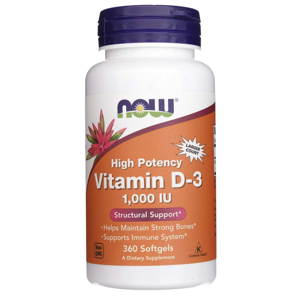 NOW FOODS D3-vitamiin 1000 IU – 360 kapslit
