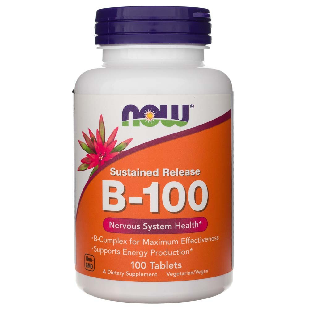 NOW FOODS vitamiin B-100, prolongeeritud vabanemisega – 100 tabletti