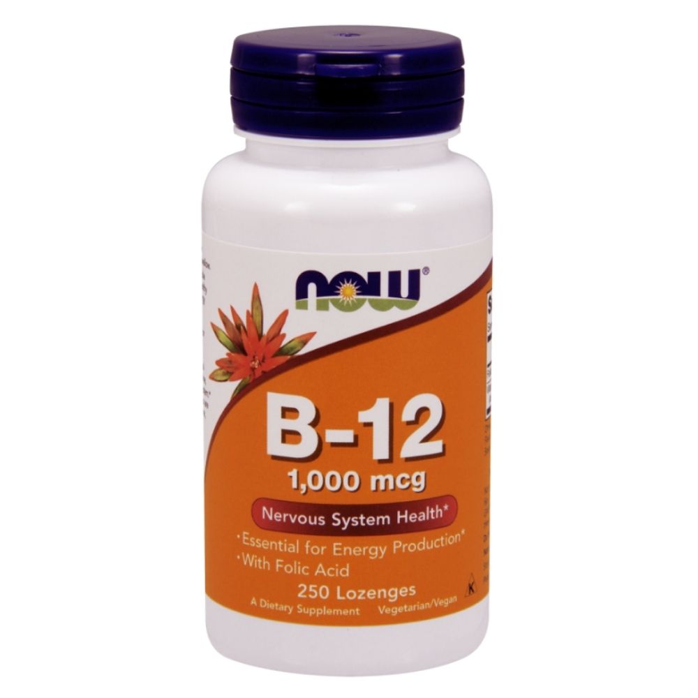 NOW FOODS vitamiin B12 500 mcg + foolhape 50 mcg – 250 pastilli