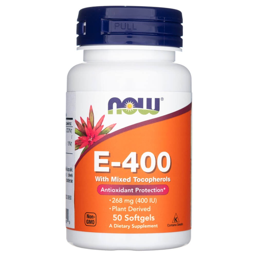 NOW FOODS E-vitamiin 400 IU segatokoferoolidega – 50 kapslit