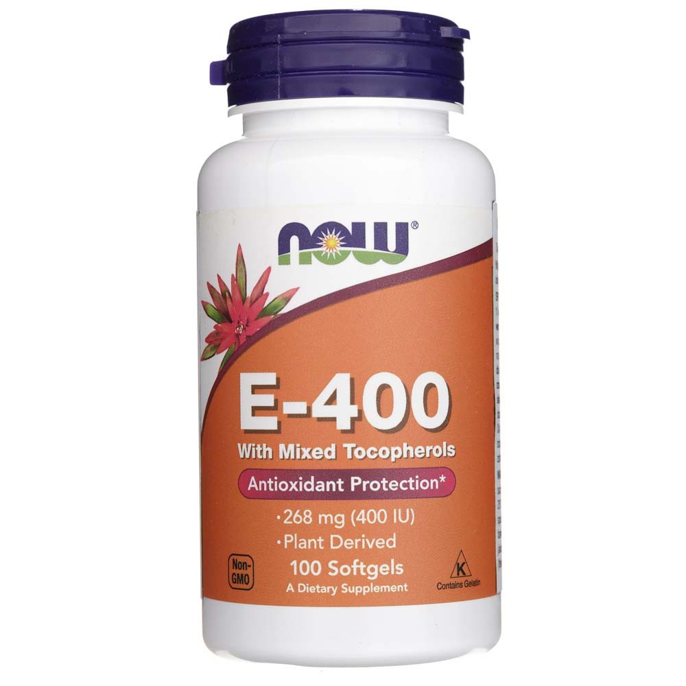 NOW FOODS vitamiin E-400 segatud tokoferoolidega – 100 kapslit
