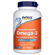 NOW FOODS Omega-3 molekulaarselt destilleeritud ja enterokattega – 180 kapslit