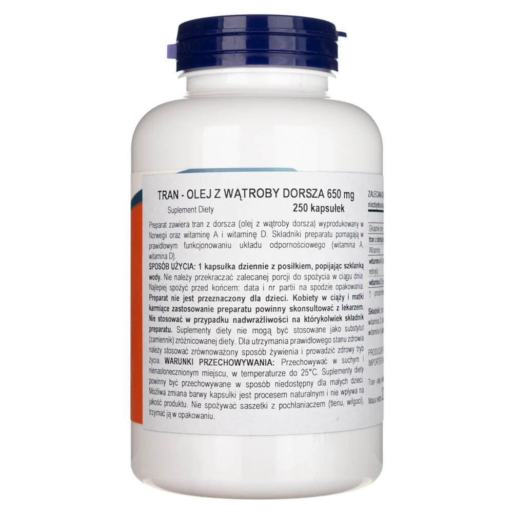 NOW FOODS tursamaksaõli 650 mg – 250 pehmet kapslit