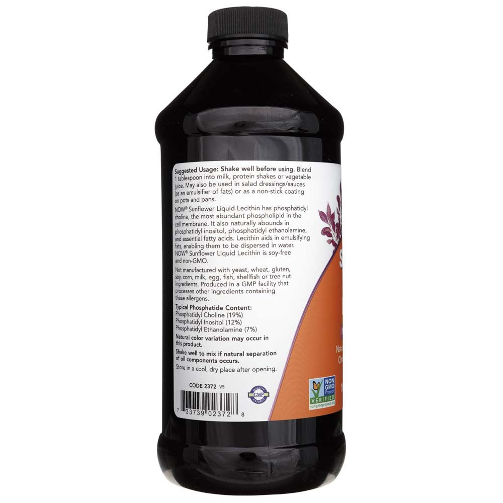 NOW FOODS vedel päevalilleletsitiin – 473 ml