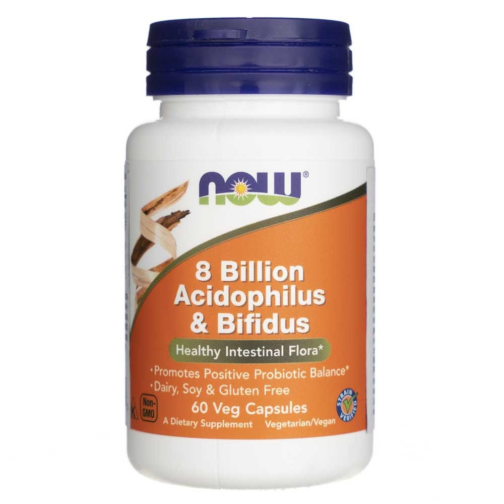 NOW FOODS Acidophilus & Bifidus 8 miljardit CFU – 60 kapslit