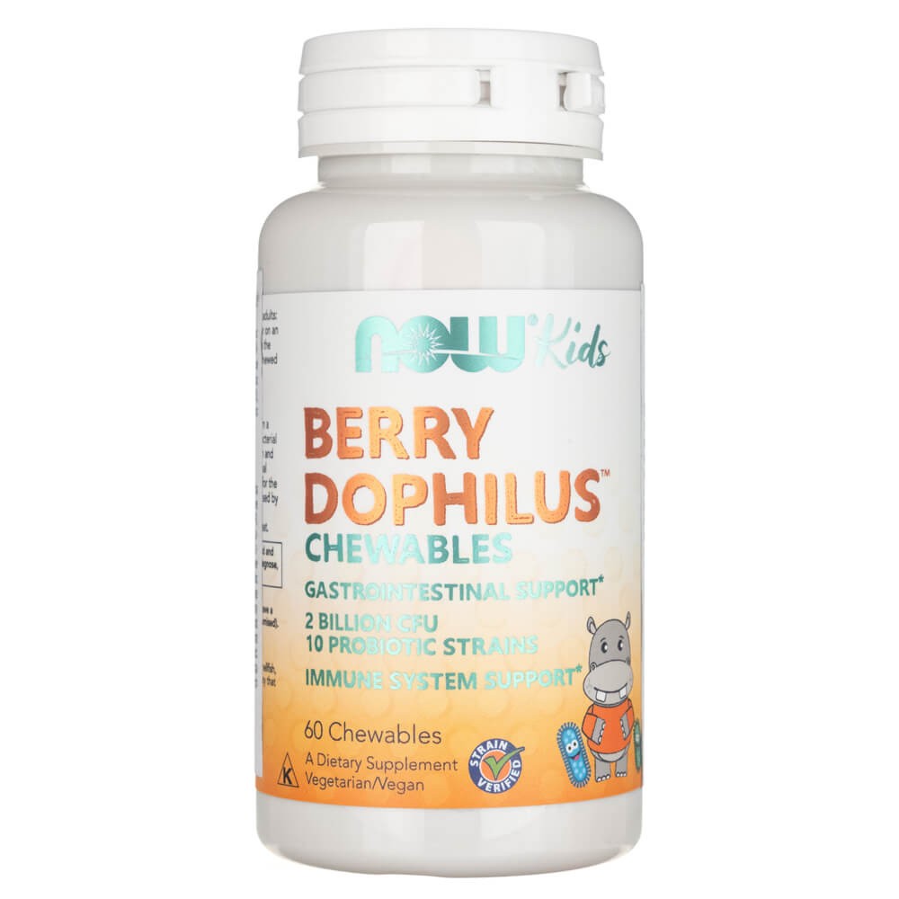 NOW FOODS Berry Dophilus Kids probiootikum – 60 närimistabletti