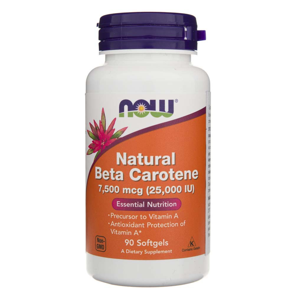 NOW FOODS looduslik beetakaroteen 7500 mcg (25000 IU) – 90 kapslit