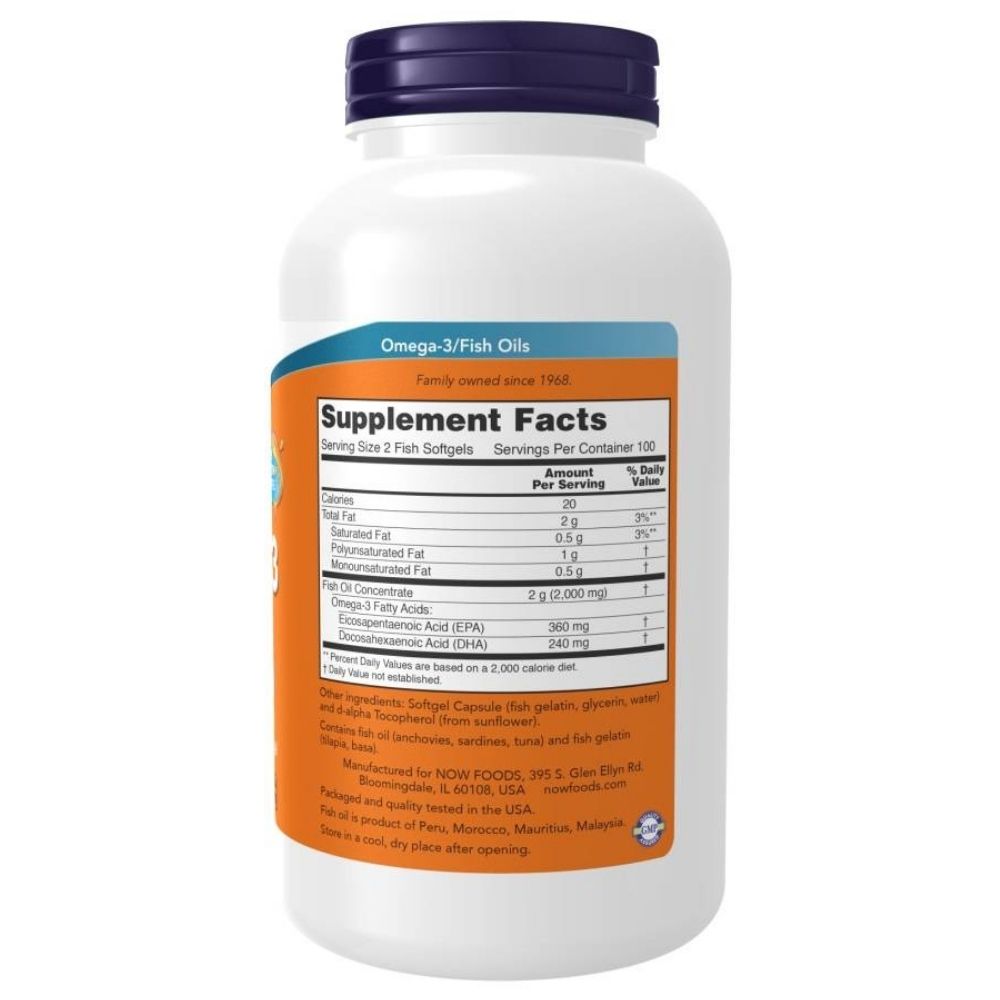 NOW FOODS Omega-3 kalaõli – 200 kapslit