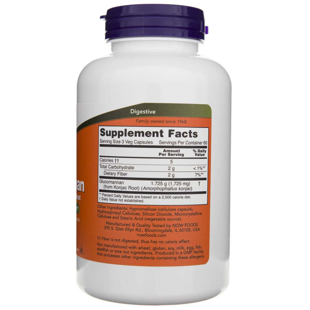 NOW FOODS glükomannaan 575 mg – 180 kapslit
