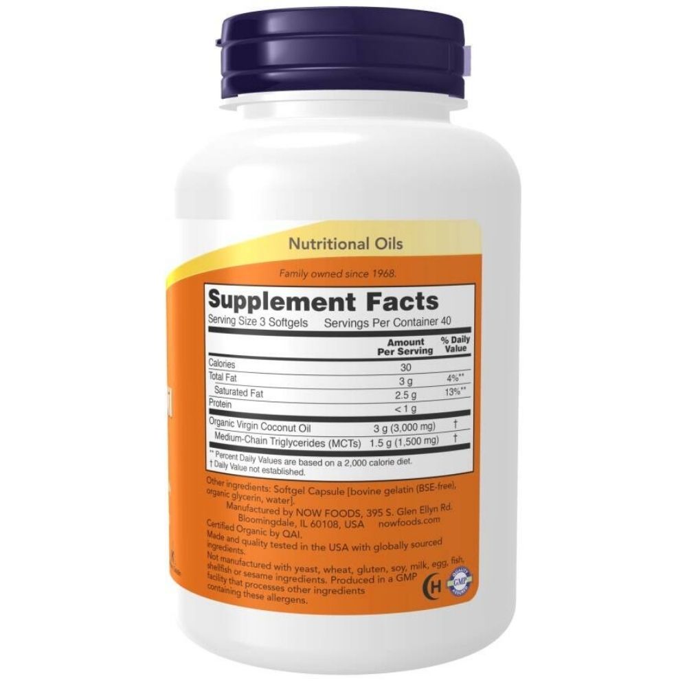 NOW FOODS kookosõli 1000 mg – 120 kapslit