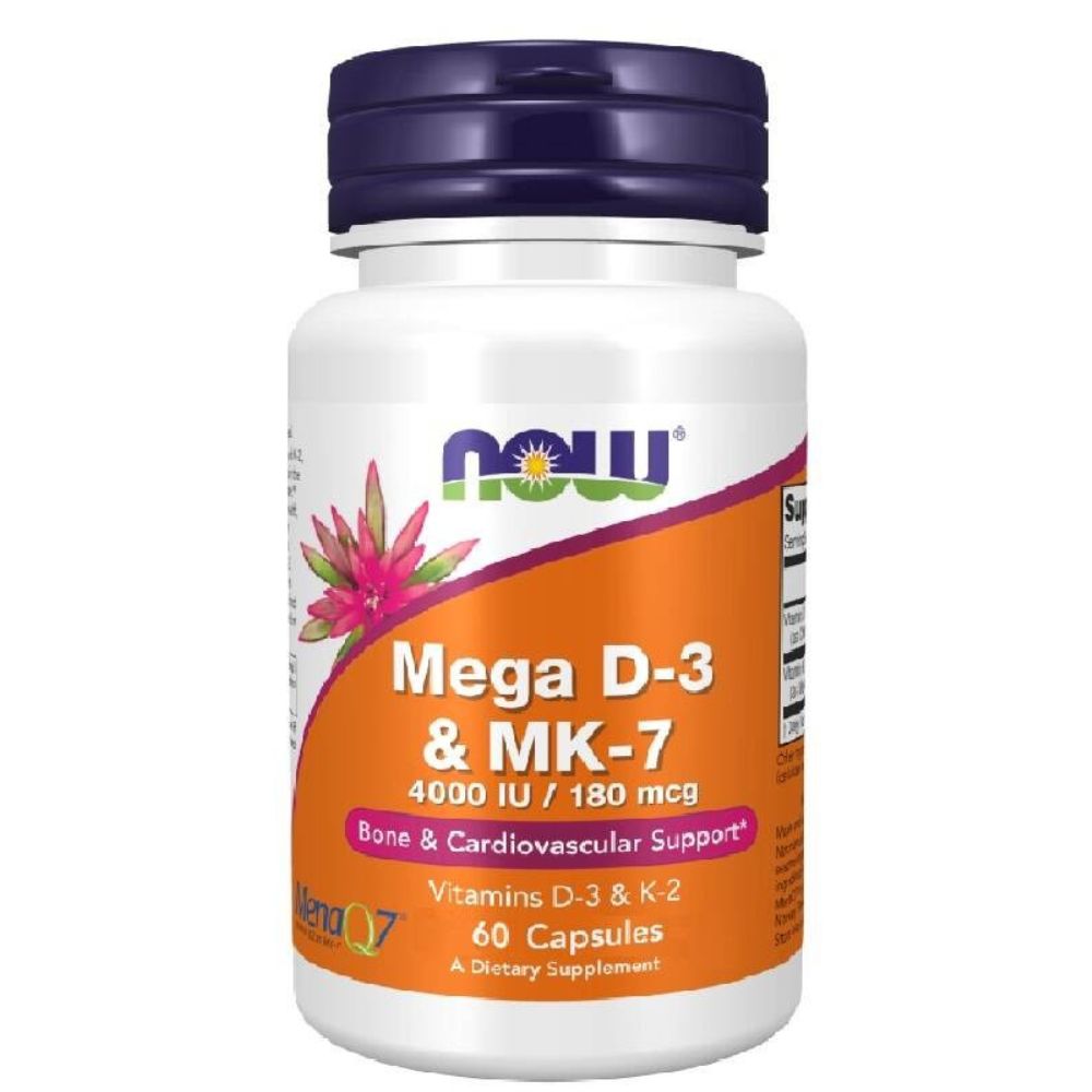 NOW FOODS Mega D3 4000 IU + K2 MK-7 180 mcg – 60 kapslit