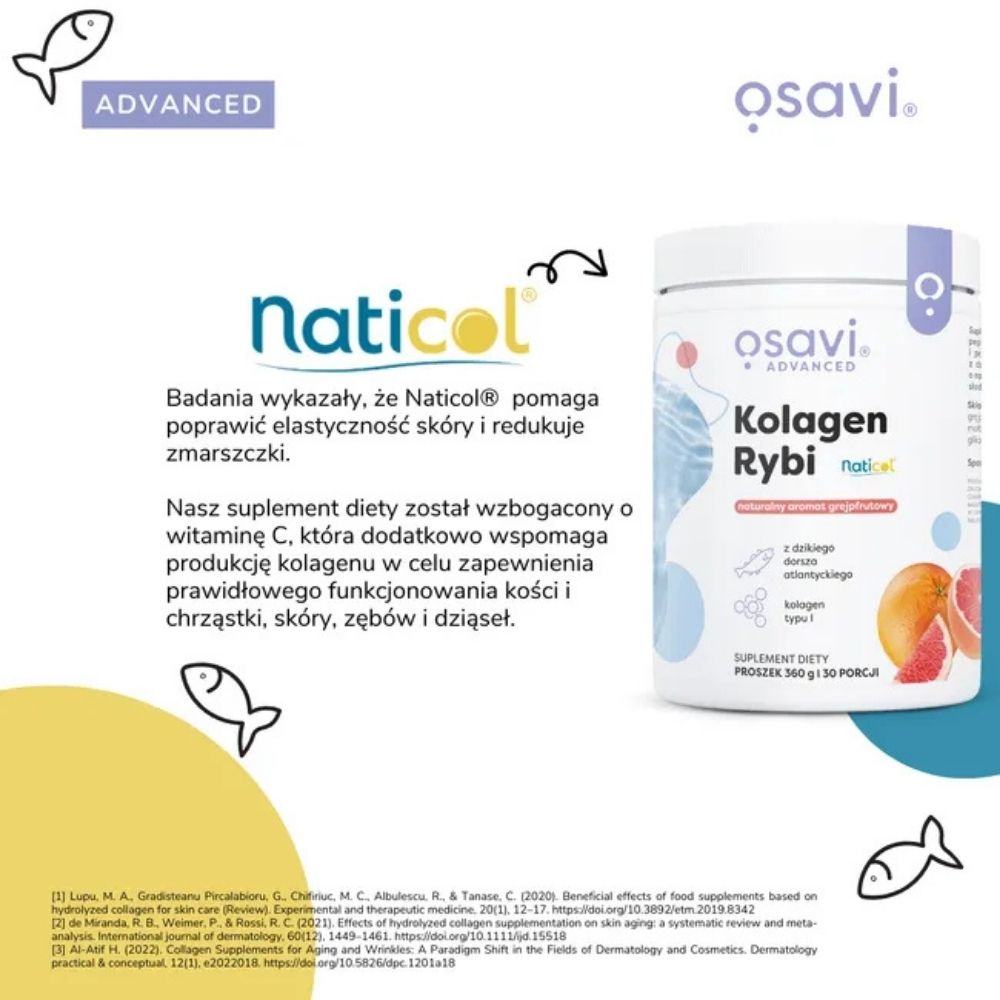 Osavi looduslik tursakala kollageen Naticol®, sidrunimaitseline – 360 g