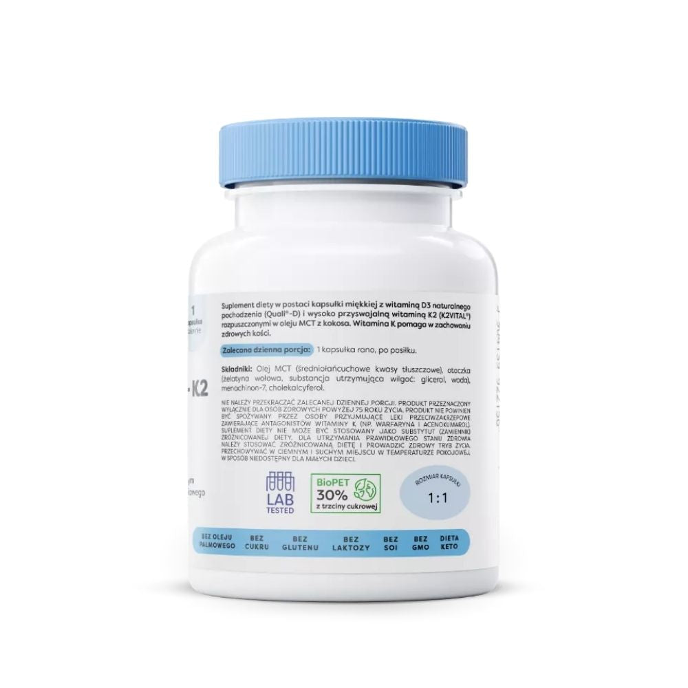 Osavi vitamiin D3 + K2, 4000 RÜ + 150 µg - 60 kapslit