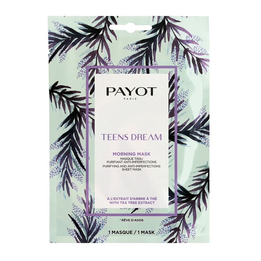 Payot, Teens Dream, baltosios arbatos ekstrakto valomoji lakštinė veido kaukė rytui, 19 g