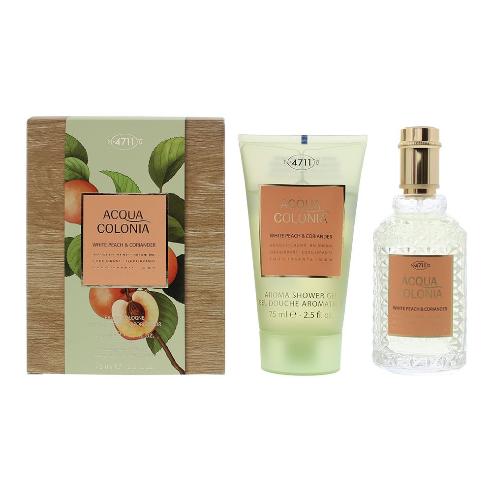 Rinkinys 4711: Acqua Colonia baltųjų persikų ir kalendrų odekolonas, unisex, 50 ml + Acqua Colonia drėkinamasis dušo želė kūnui, visiems odos tipams, 75 ml