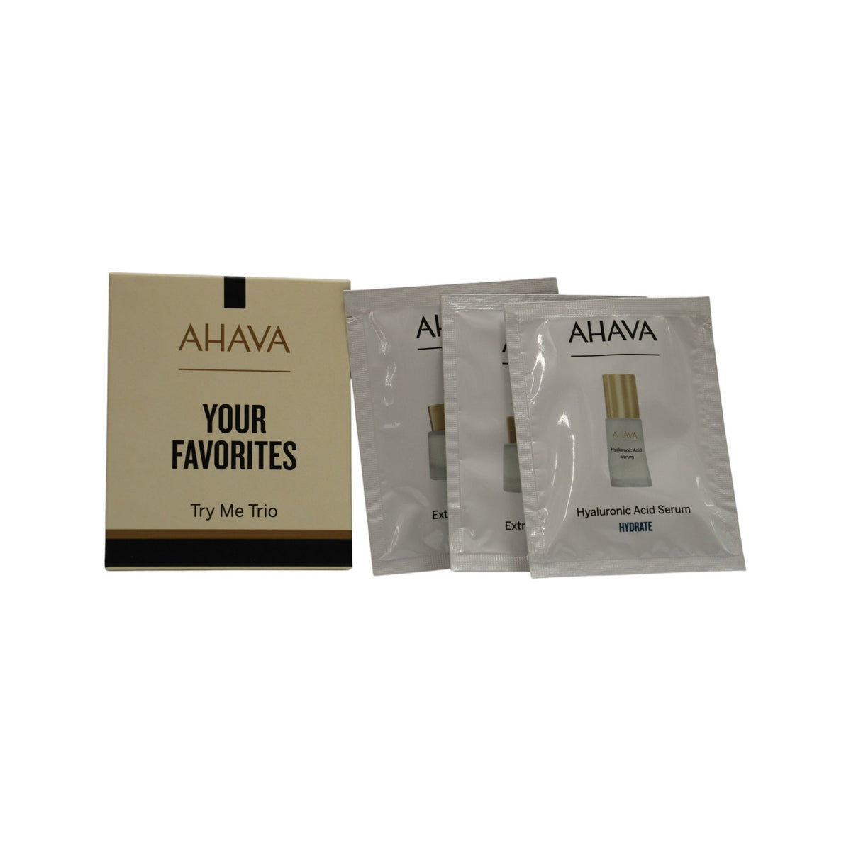 Set Ahava: Hyaluronic Acid, Hydrating, Serum, For Face, 3 ml *Sample + Crystal Osmoter X6, Smoothing, Cream, For Face, 3 ml *Sample + Time To Revitalize Extreme, Firming, Eye Cream, 3 ml *Sample