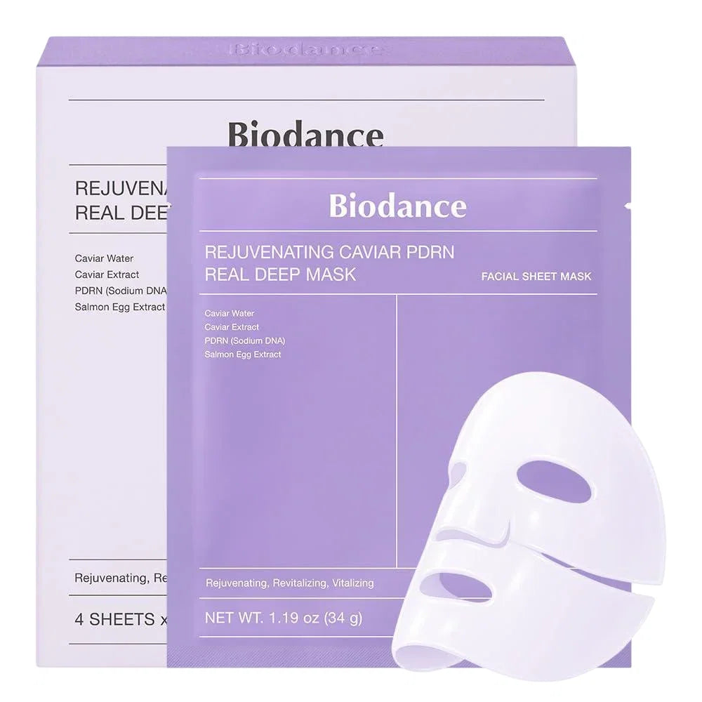 Set, Biodance, Caviar PDRN, Rejuvenating, Sheet Mask, For Face, 4 pcs, 34 g