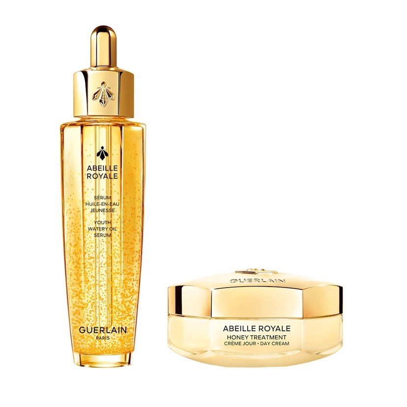 Guerlaini komplekt: Abeille Royale, meega, vananemisvastane, päevane, näokreem, 50 ml + Abeille Royale Youth Watery Oil, taastav, igapäevane, näoseruum, 50 ml