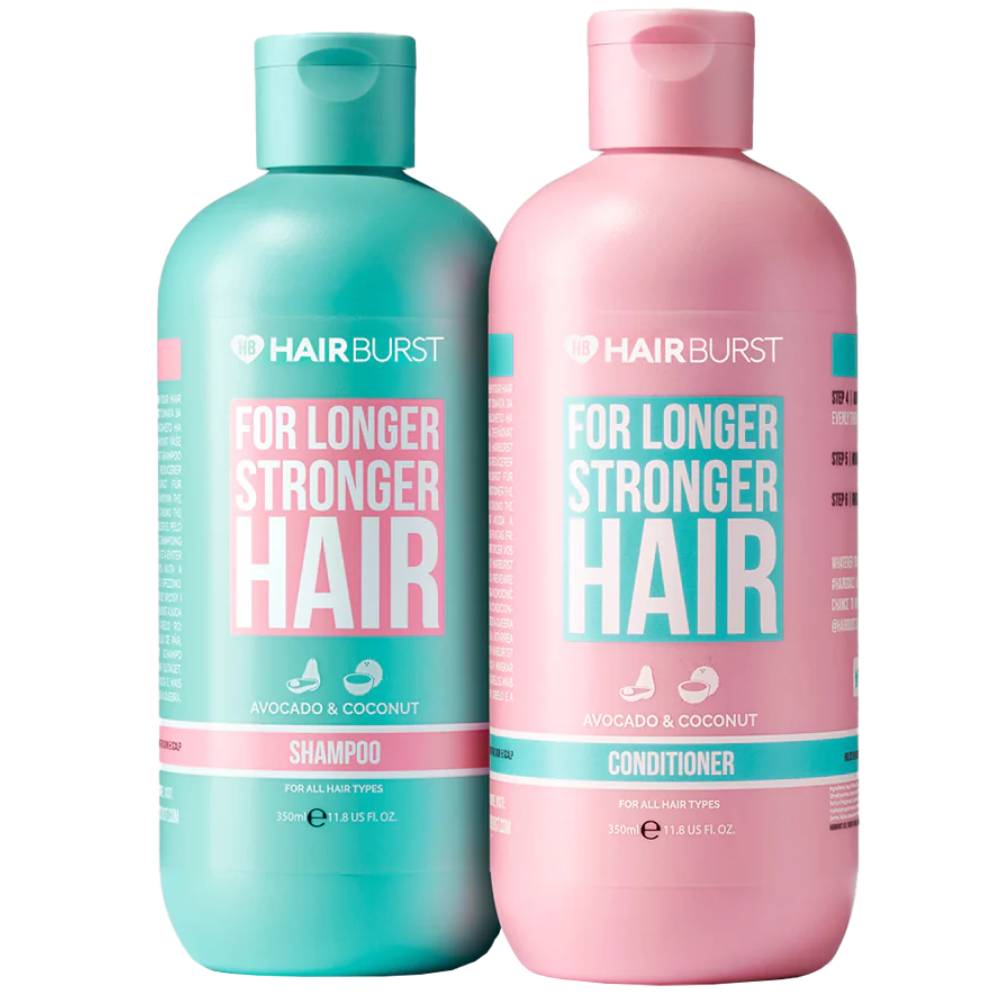 Set Hairburst: Longer Stonger, juuksešampoon, tugevdav ja juuksekasvu stimuleeriv, 350 ml + Longer Stonger, juuksehooldusvahend, tugevdav ja juuksekasvu stimuleeriv, 350 ml