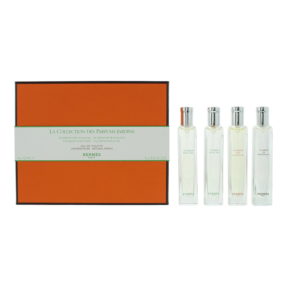 Hermese komplekt: Un Jardin Sur Le Nil, Eau De Toilette, Unisex, 15 ml + Un Jardin Sur Le Toit, Eau De Toilette, Unisex, 15 ml + Un Jardin Sur La Lagune, Eau De Toilette, Unisex, 15 ml + Le Jardin de Monsieur Li, Eau De Toilette, Naistele, 15 ml
