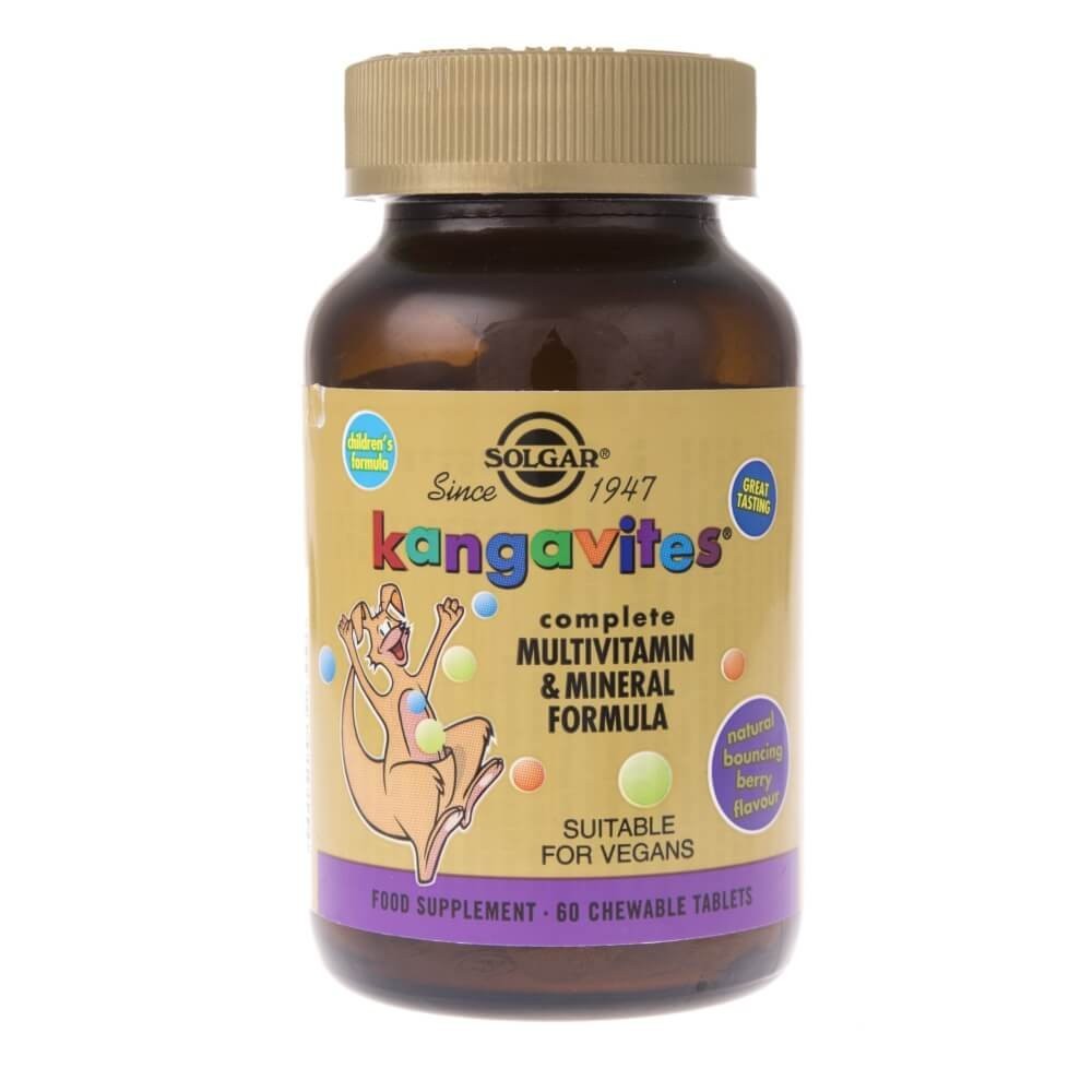 SOLGAR Kangavites multivitamiinid ja mineraalid lastele, marjamaitselised – 60 närimistabletti