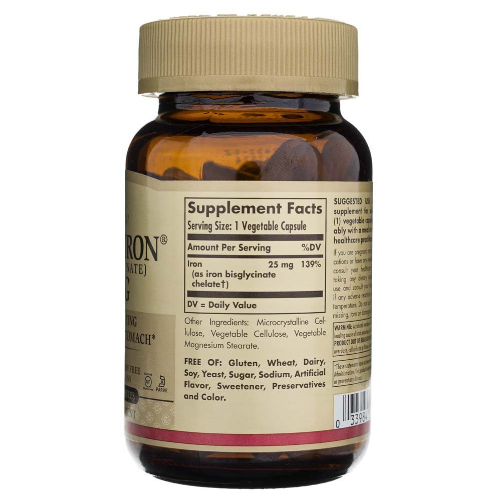 SOLGAR Gentle Iron 25 mg – 90 kapslit