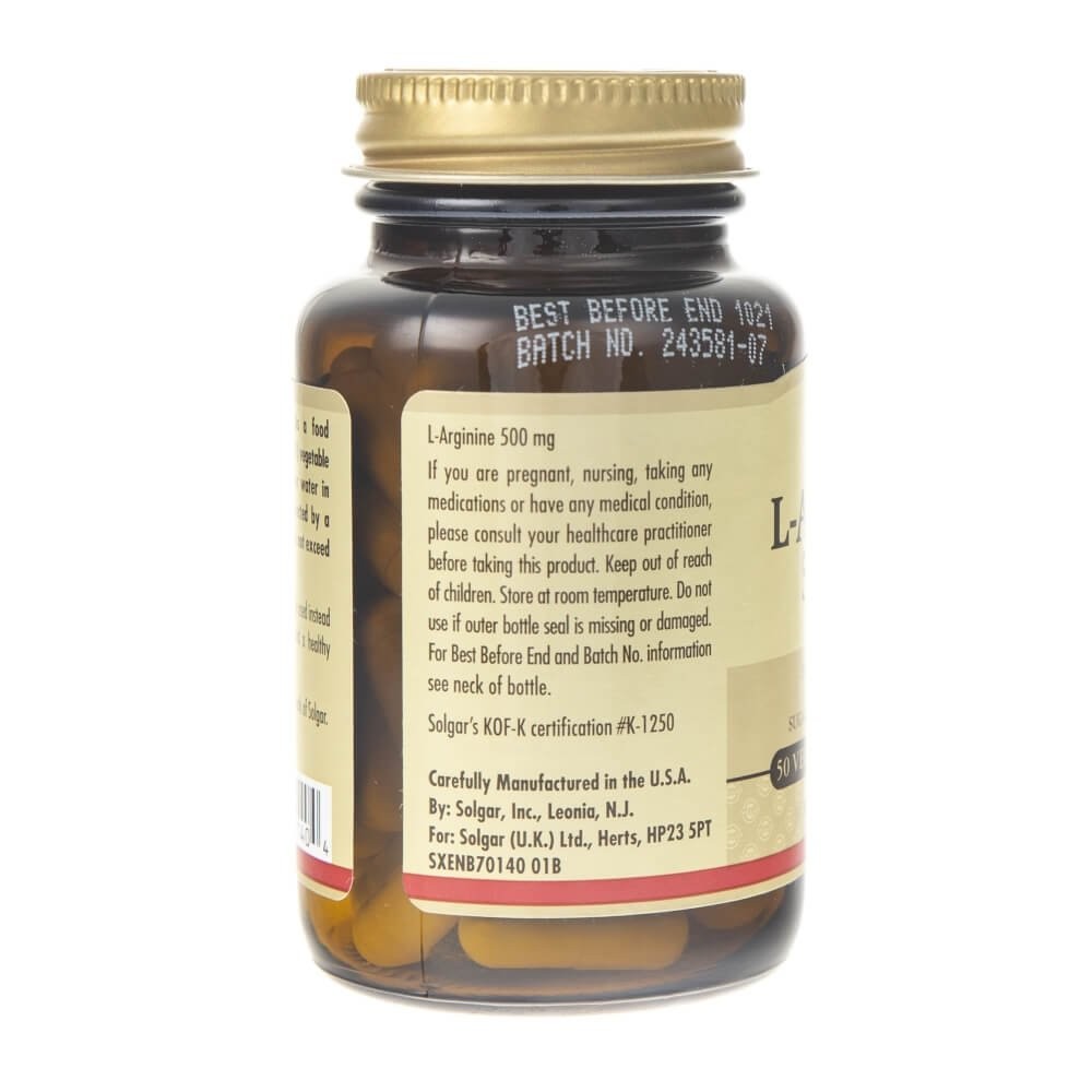 SOLGAR L-arginiin 500 mg – 50 kapslit