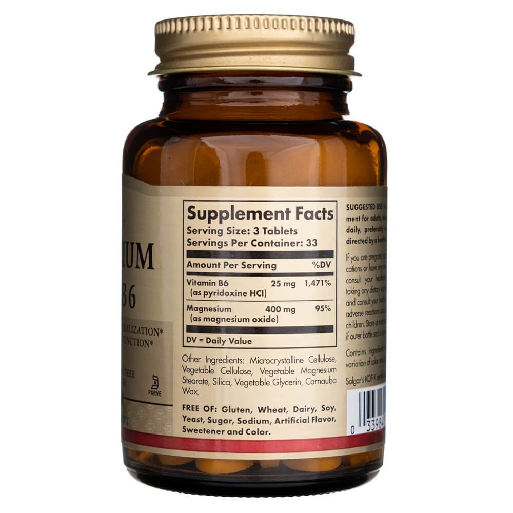 SOLGAR magneesium vitamiin B6-ga – 100 tabletti