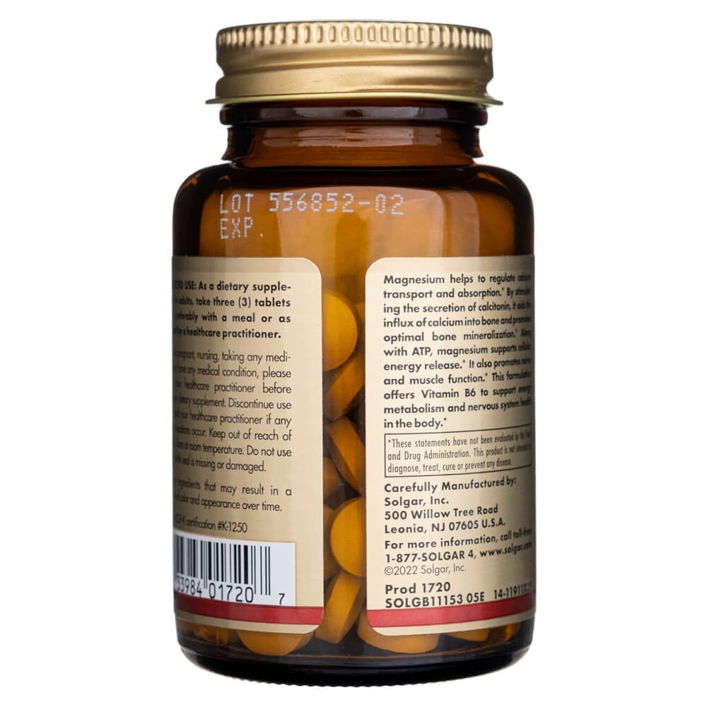 SOLGAR magneesium vitamiin B6-ga – 100 tabletti