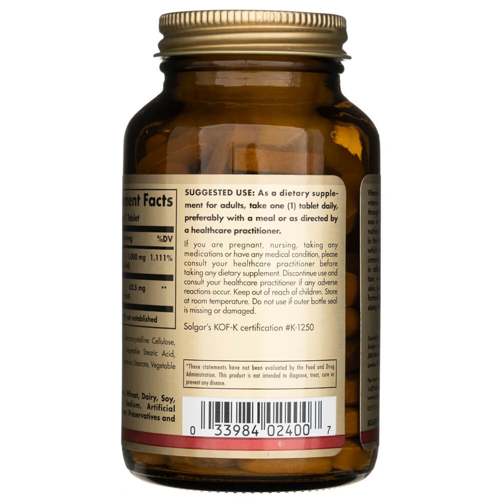 SOLGAR C-vitamiin 1000 mg kibuvitsamarjadega – 100 tabletti