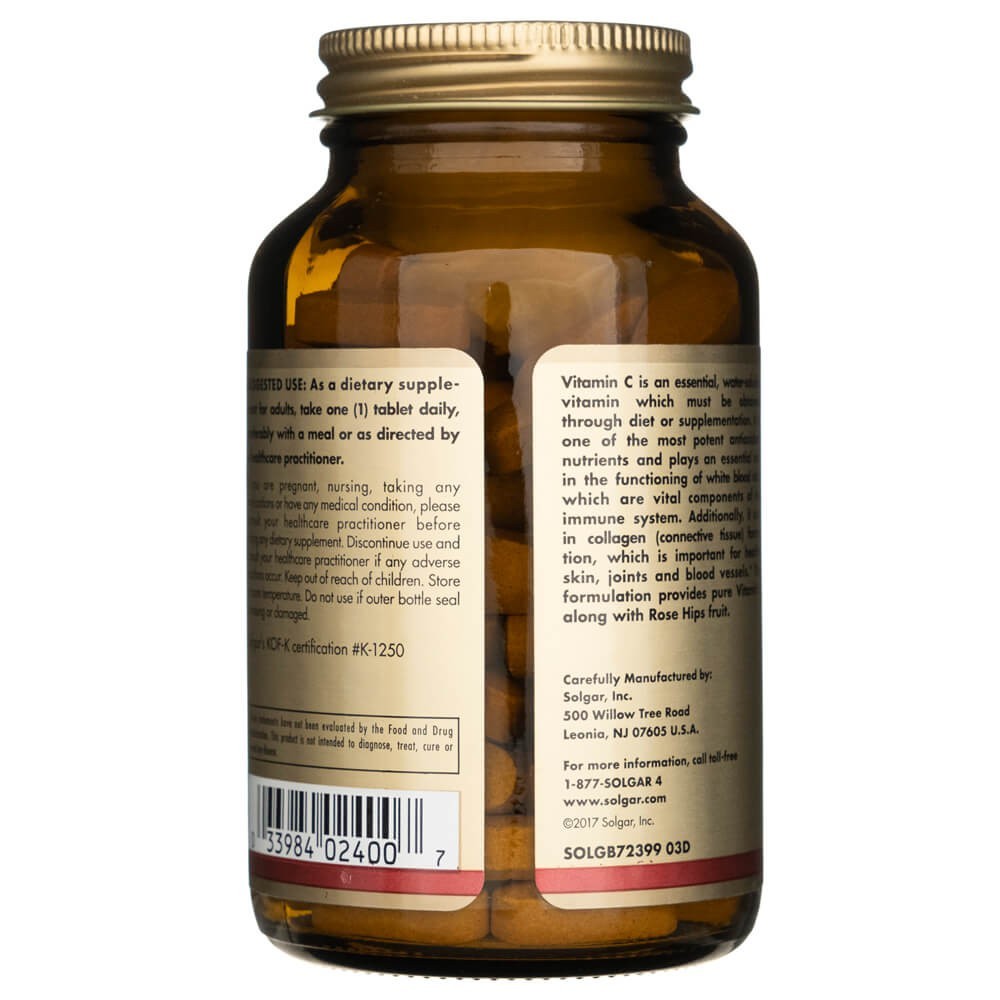 SOLGAR C-vitamiin 1000 mg kibuvitsamarjadega – 100 tabletti