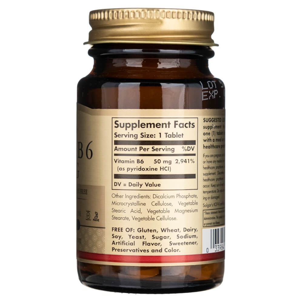 SOLGAR vitamiin B6 50 mg – 100 tabletti