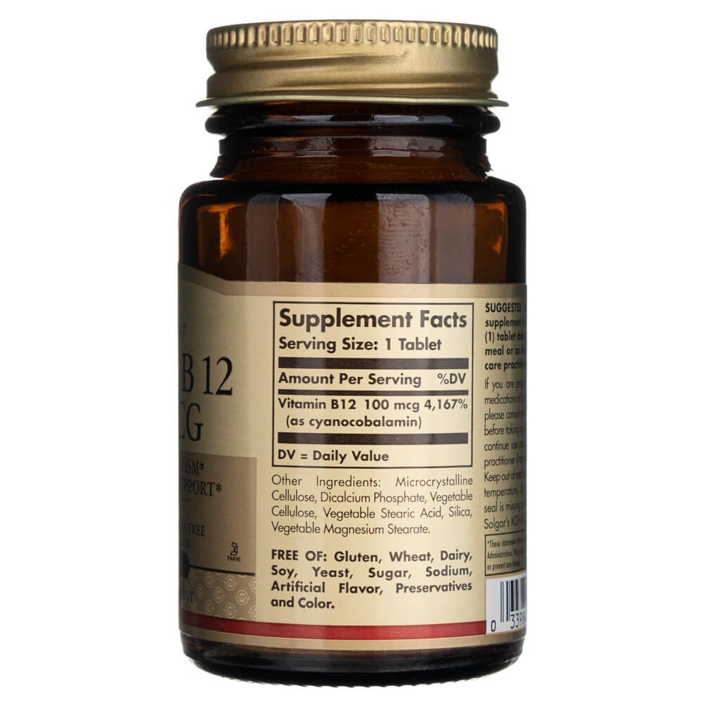 SOLGAR vitamiin B12 100 mcg – 100 tabletti