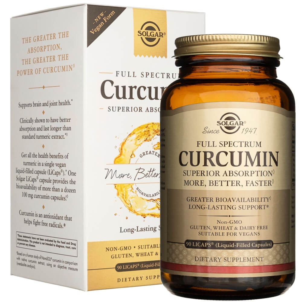 SOLGAR Full Spectrum Curcumini vedelekstrakt – 90 kapslit