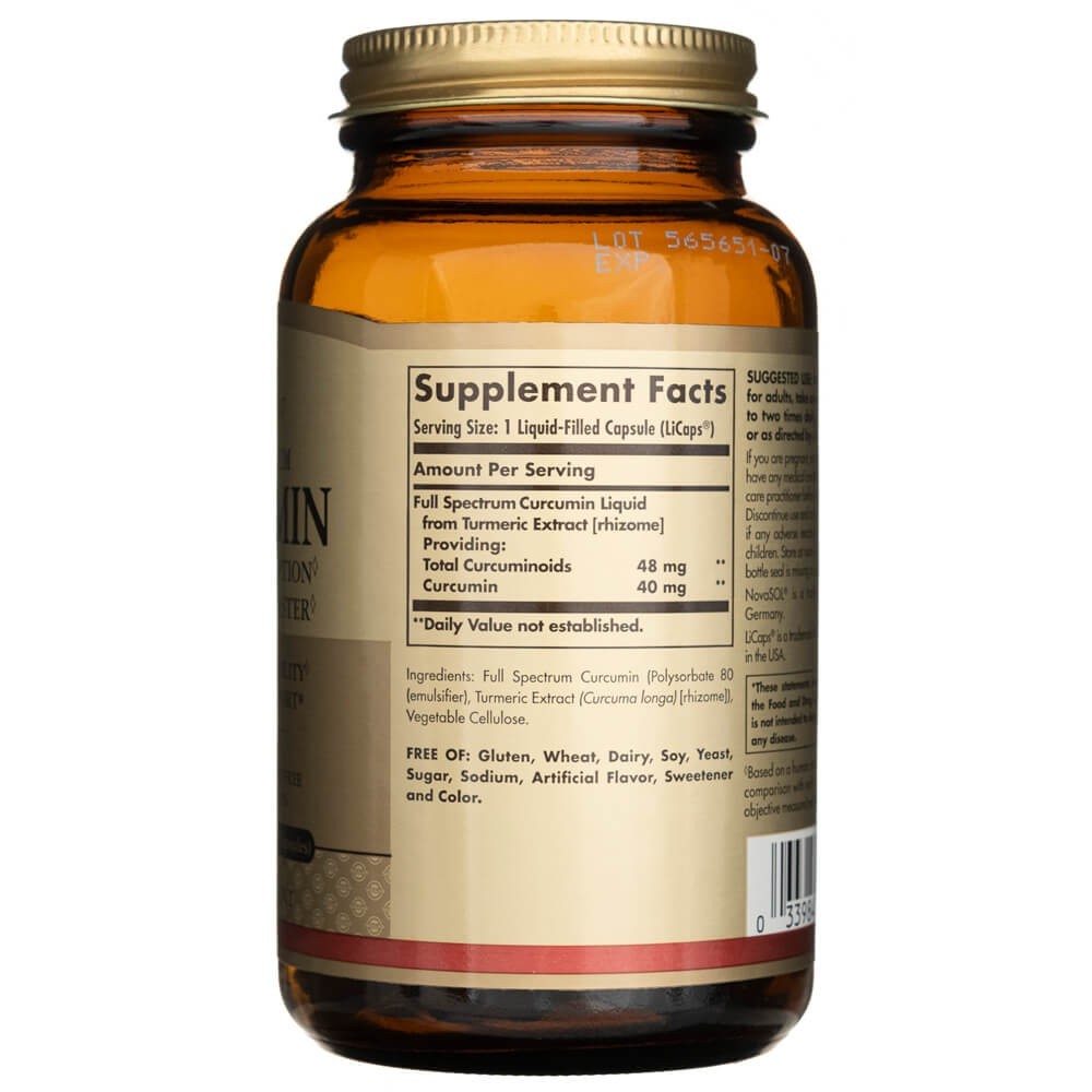 SOLGAR Full Spectrum Curcumini vedelekstrakt – 90 kapslit