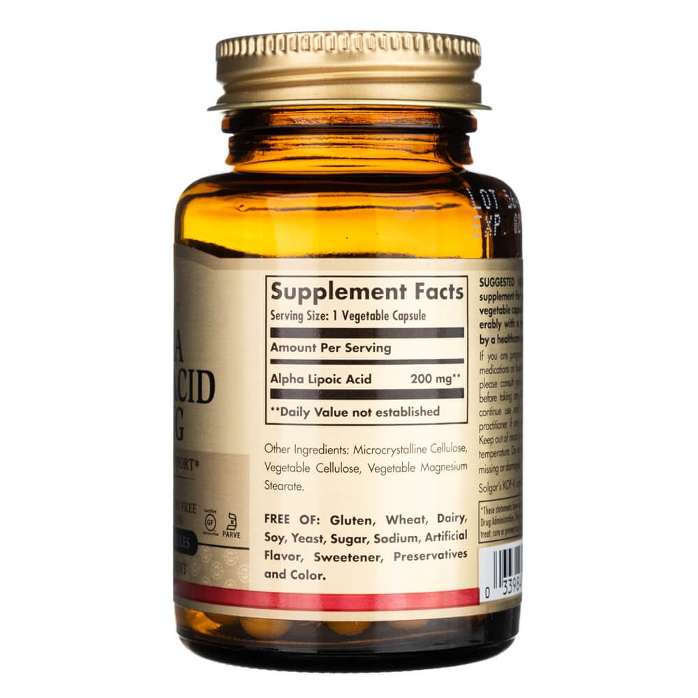 SOLGAR alfa-lipoehape 200 mg – 50 kapslit