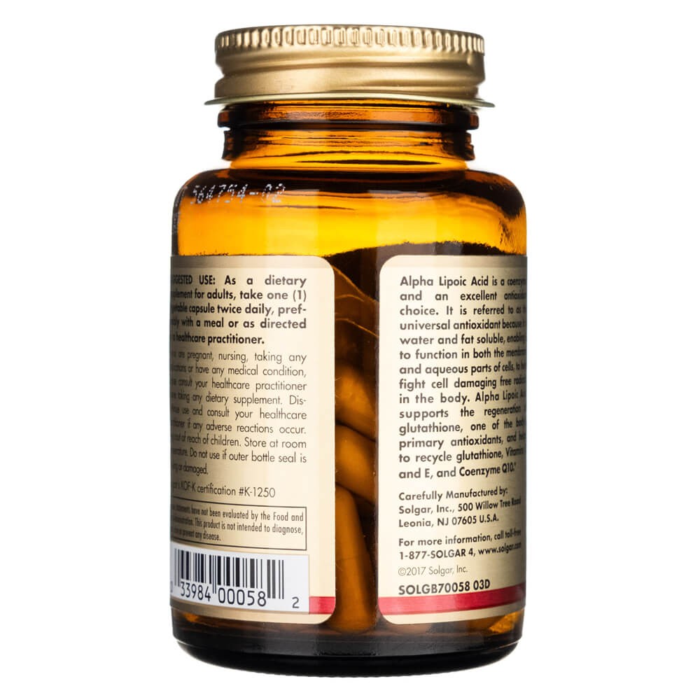 SOLGAR alfa-lipoehape 200 mg – 50 kapslit