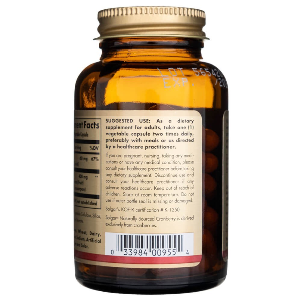 SOLGAR jõhvikas C-vitamiiniga – 60 kapslit