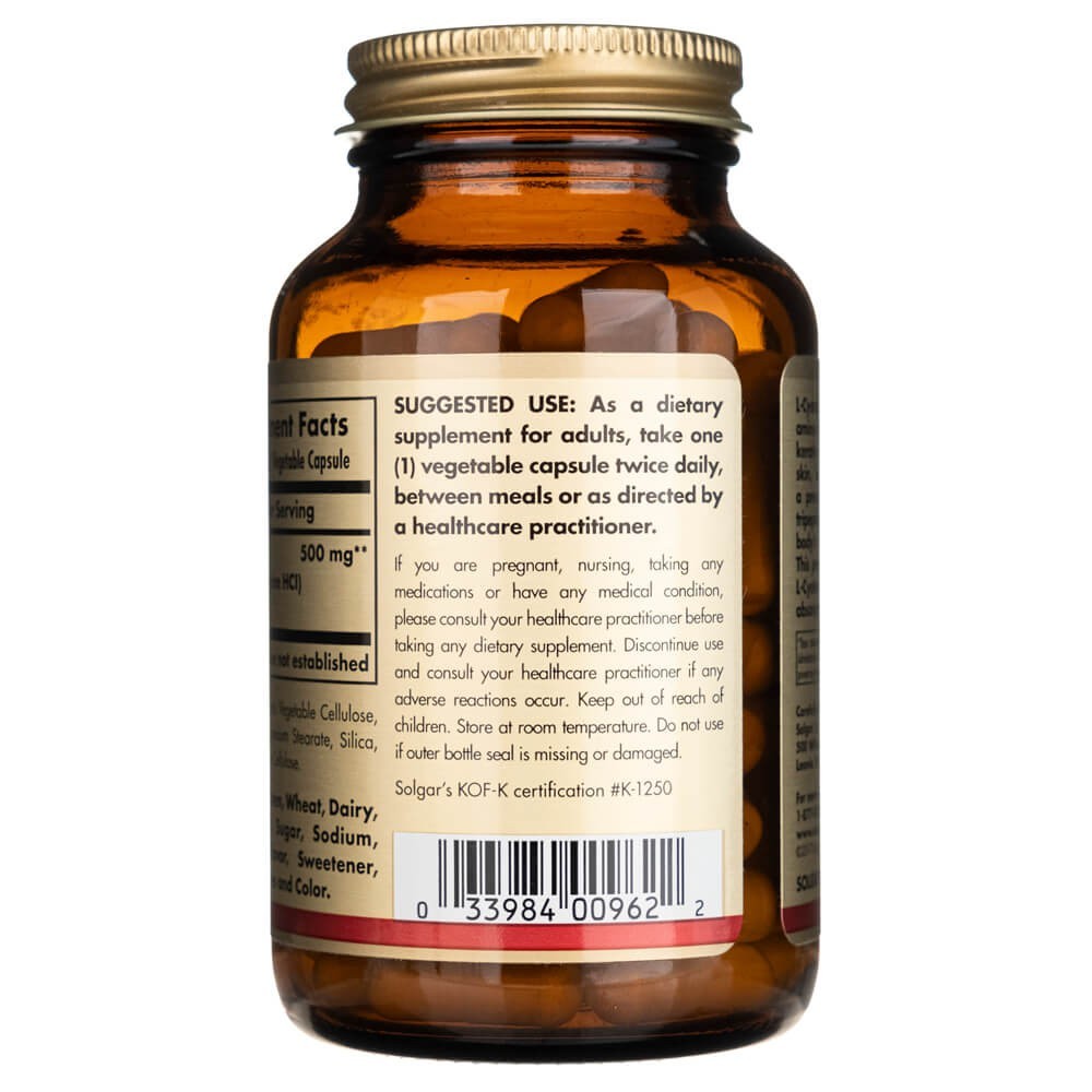 SOLGAR L-tsüsteiin 500 mg – 90 kapslit
