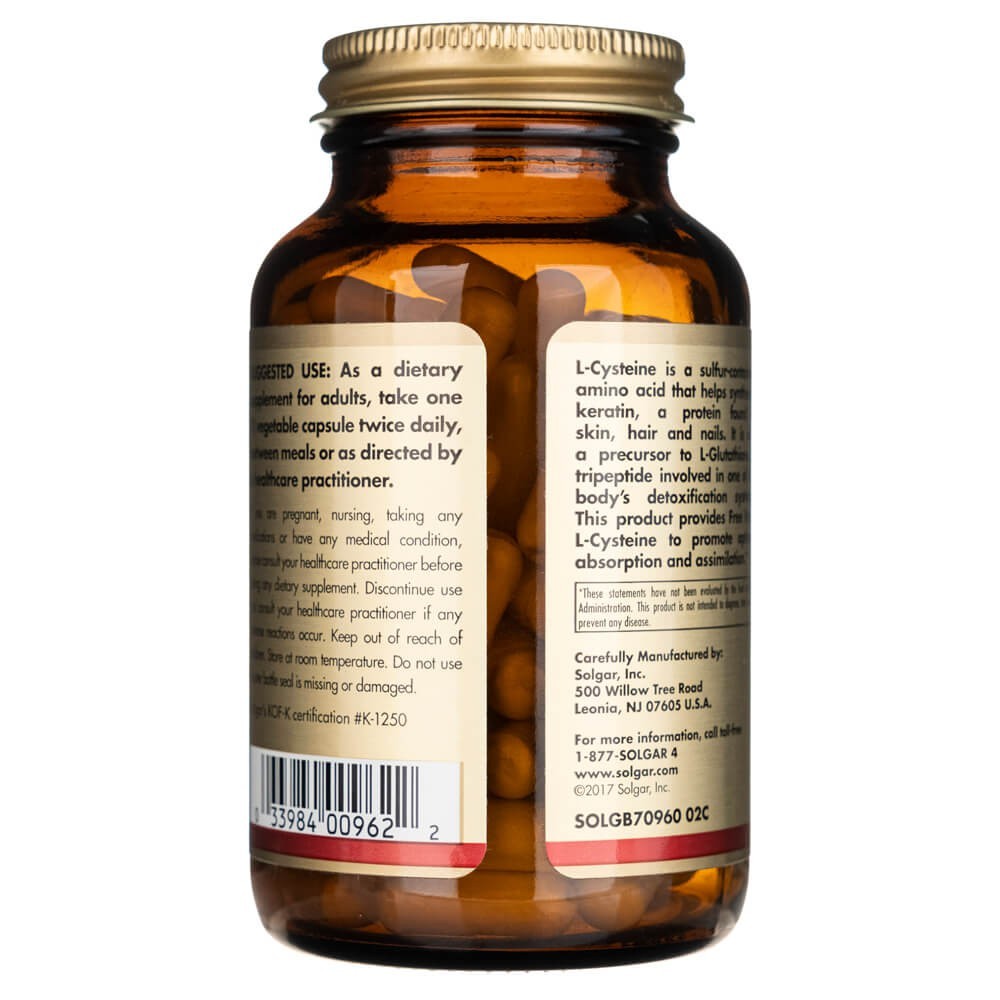 SOLGAR L-tsüsteiin 500 mg – 90 kapslit