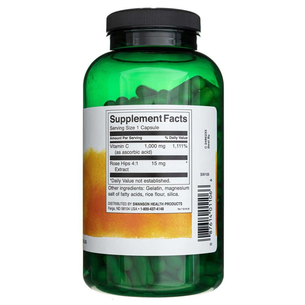 SWANSON C-vitamiin kibuvitsaga 1000 mg – 250 kapslit