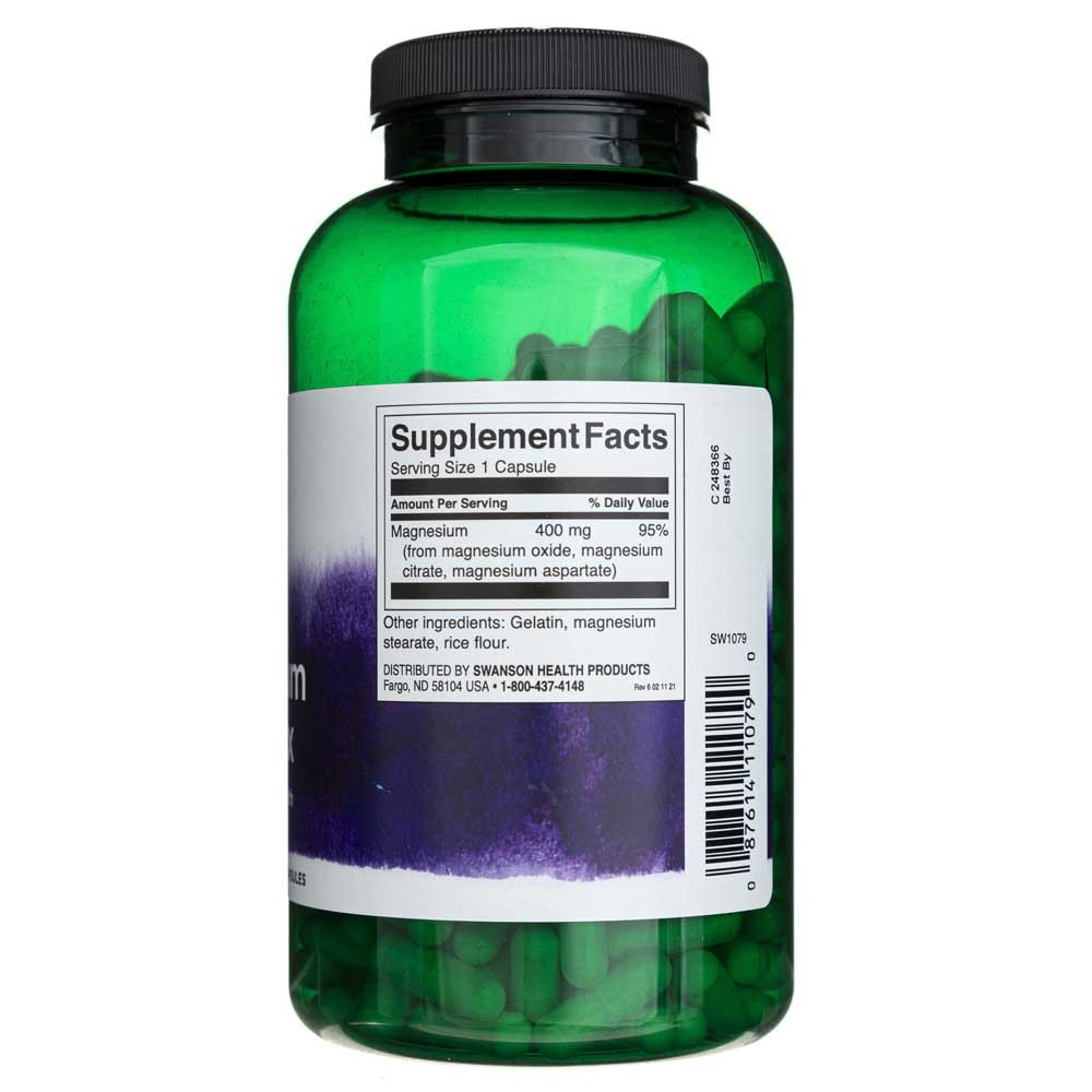 SWANSON kolmik magneesiumikompleks 400 mg – 300 kapslit