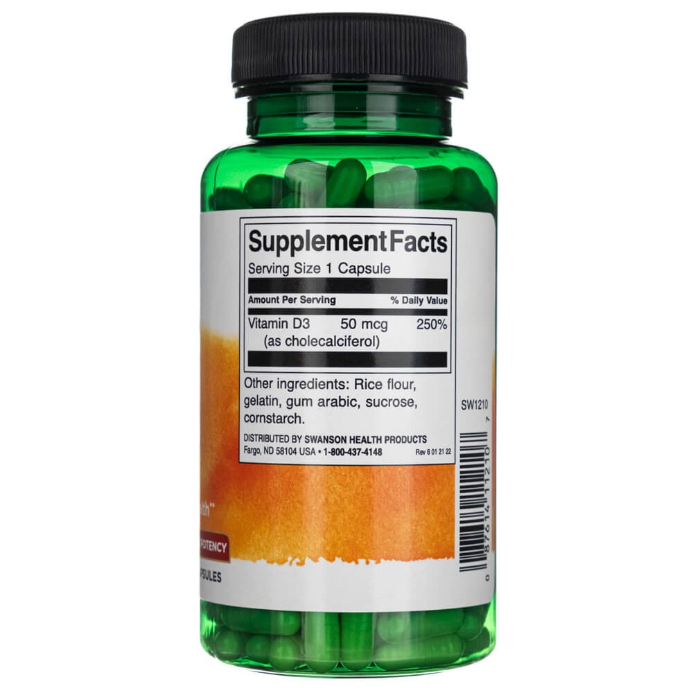 SWANSON vitamiin D3 2000 IU (50 mcg) – 250 kapslit