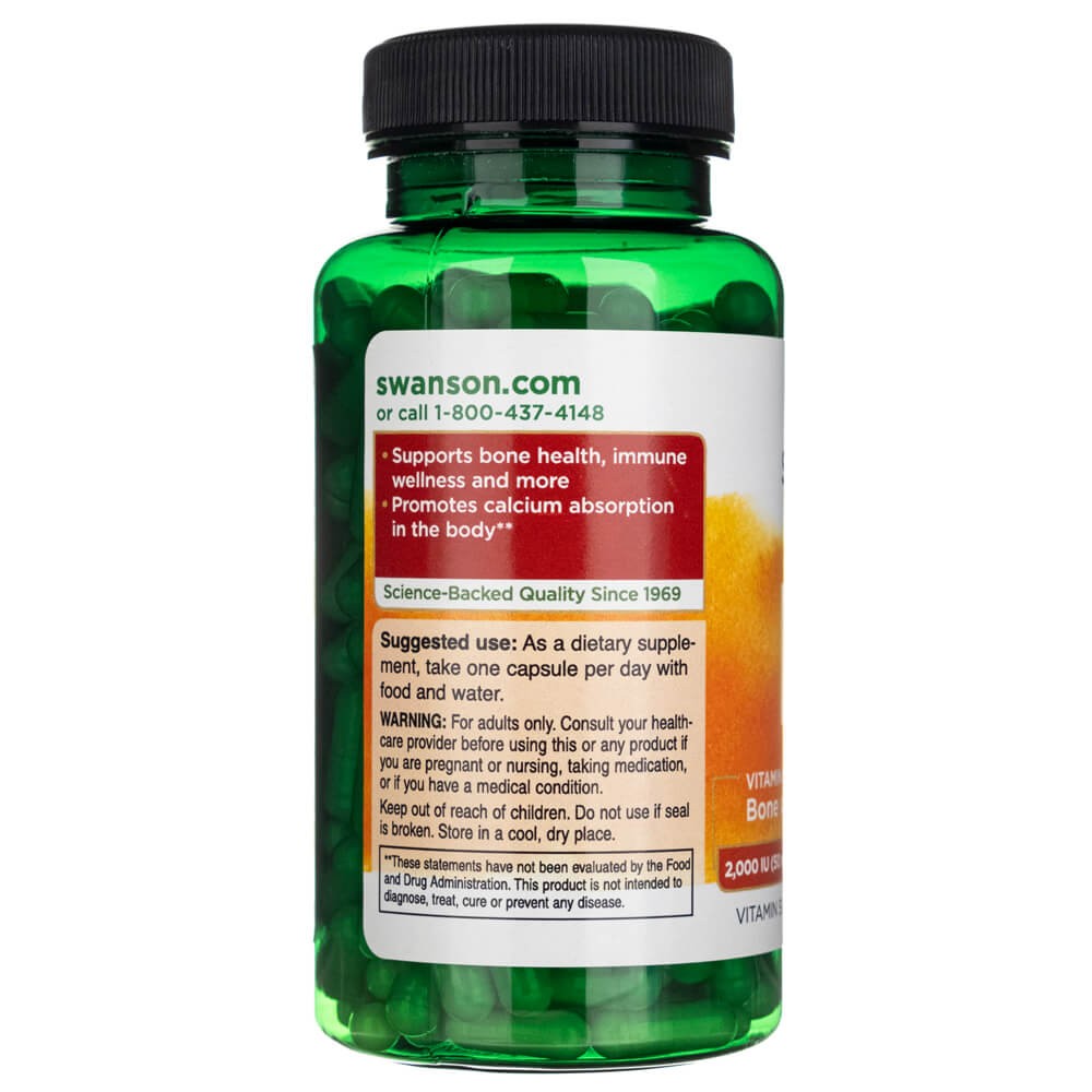 SWANSON vitamiin D3 2000 IU (50 mcg) – 250 kapslit
