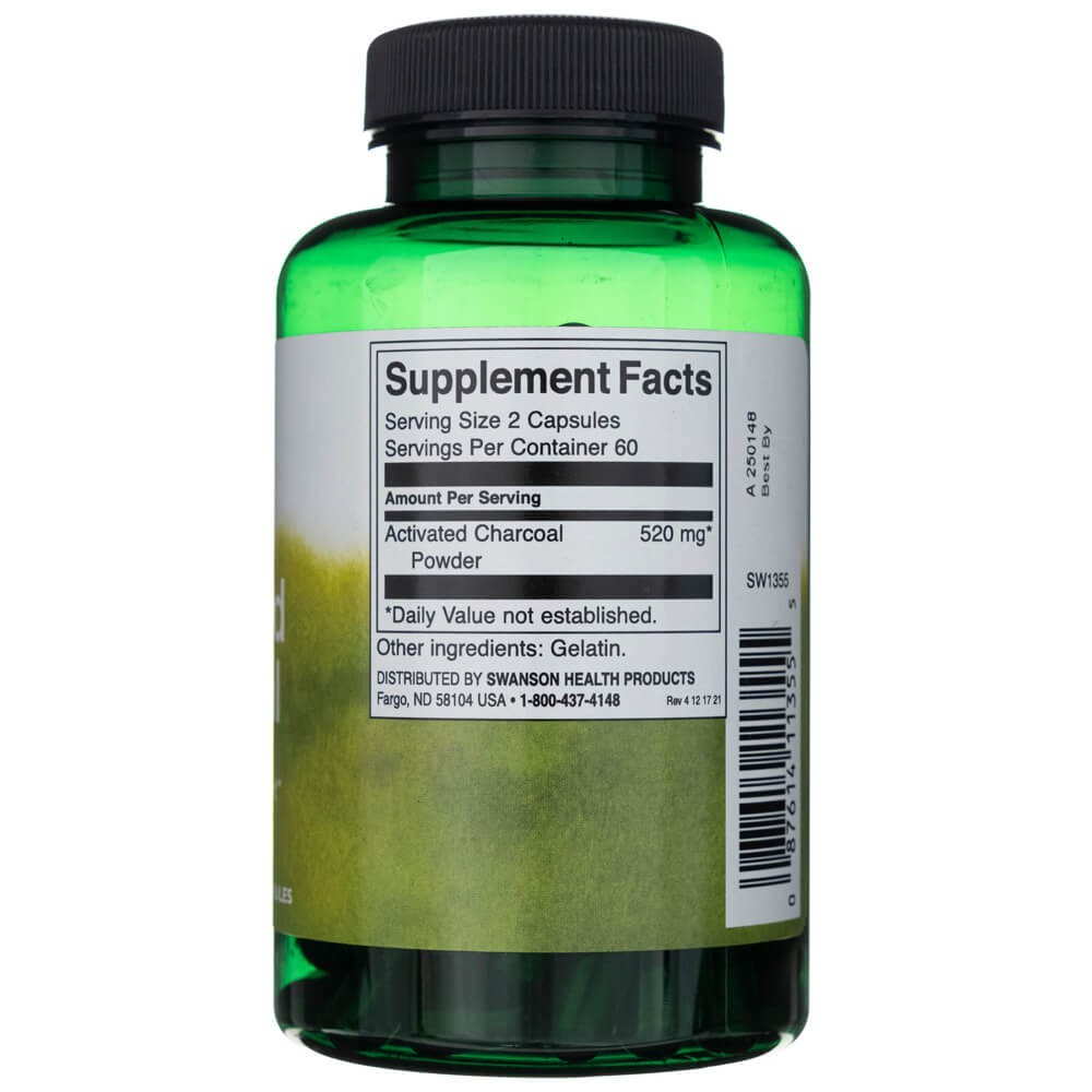 SWANSON aktiivsüsi 260 mg – 120 kapslit
